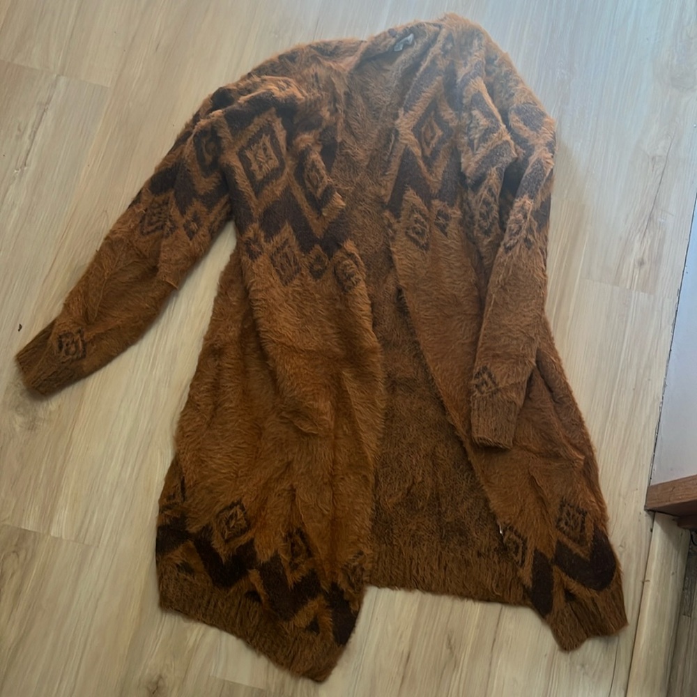 SOFT Aztec style long cardigan- warm!